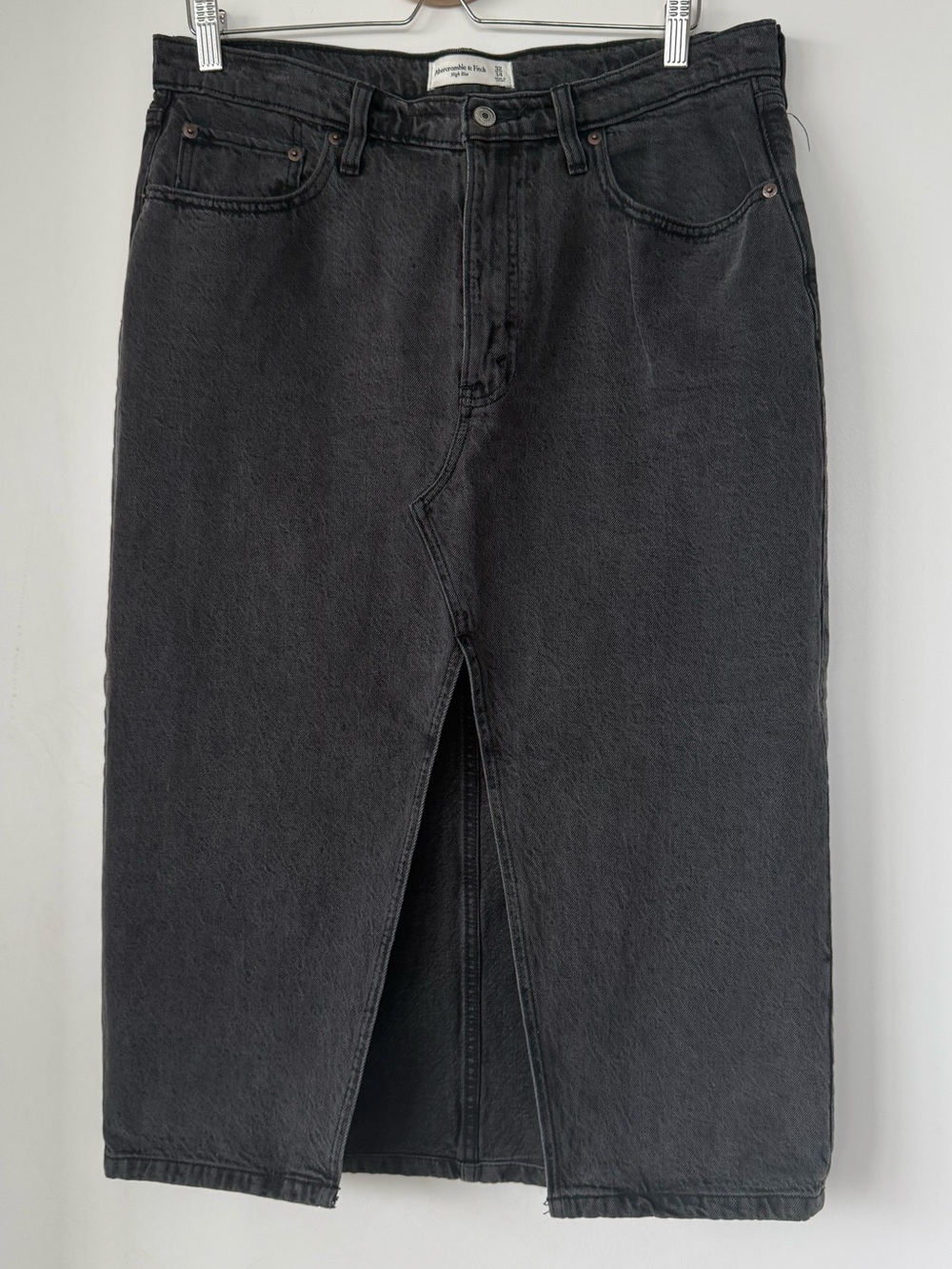 Abercrombie & Fitch Black Denim Skirt with Front Slit - Picture 1 of 3